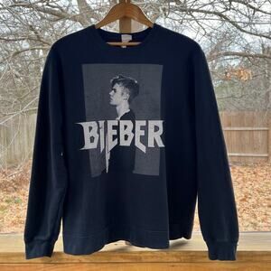 Bieber Sweatshirt Black Profile Pic Unisex Long Sleeves Size L